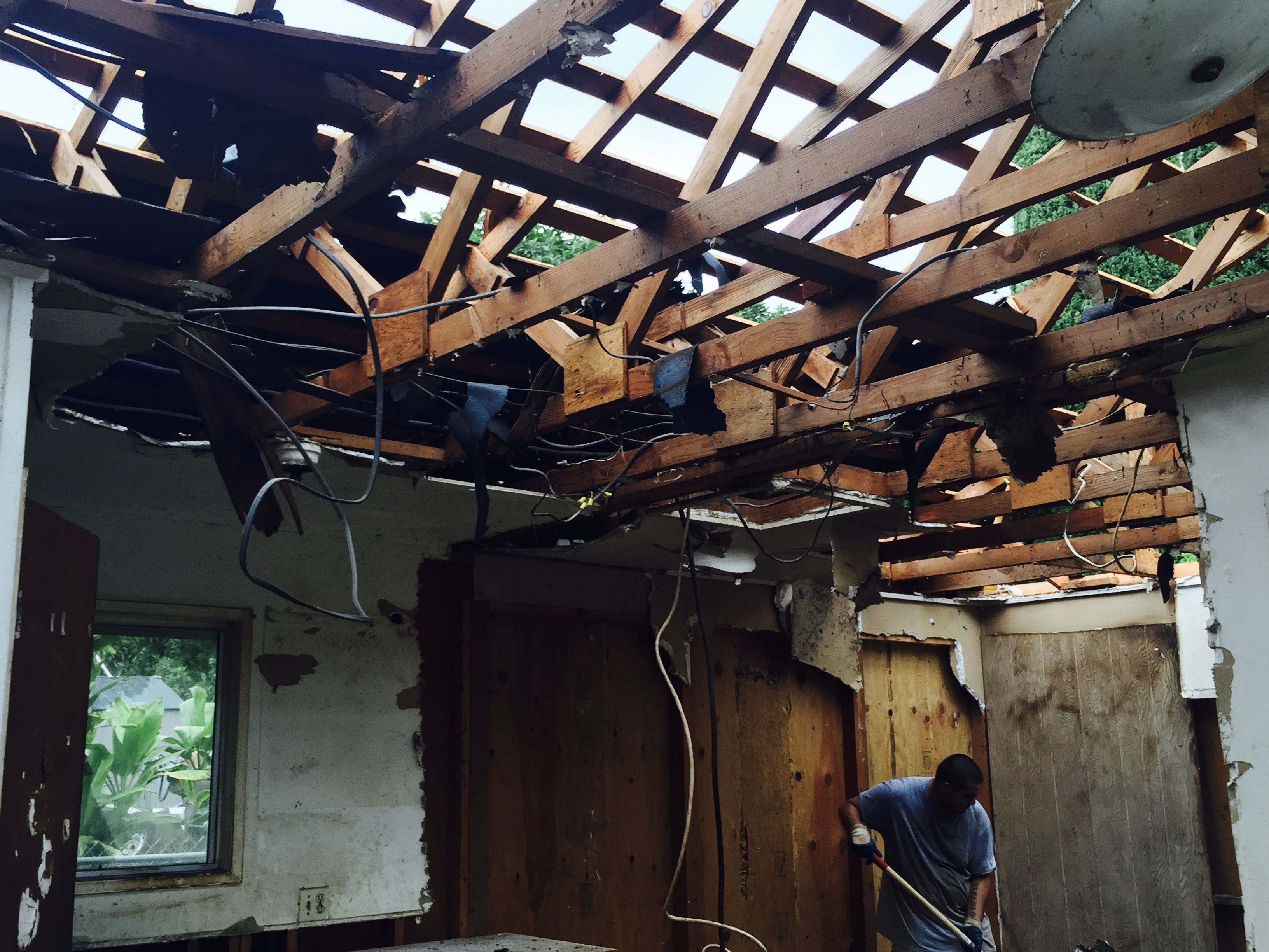 Before cleanup — damage